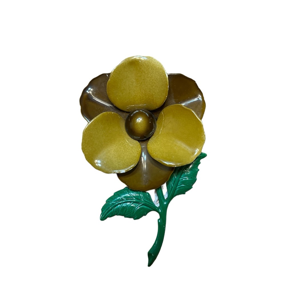 Vintage Large Brown Flower Brooch